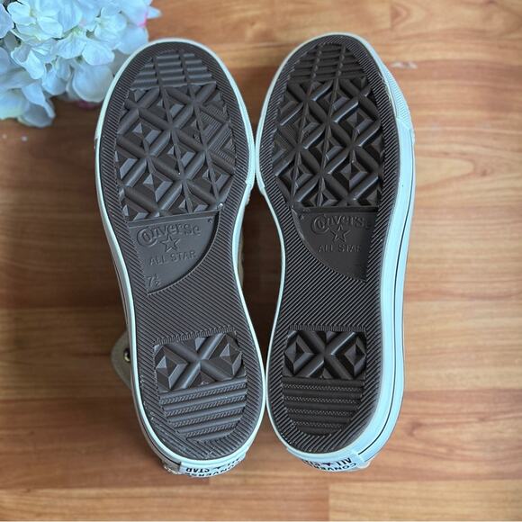 NEW Womens Size 9.5 Custom Converse Lift OX High Top Platform Tan Canvas Shos - Picture 10 of 10